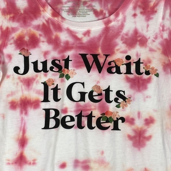 Wound Up Pink Tie Dye Quote T-Shirt Sz Large (11-13) - Picture 2 of 5